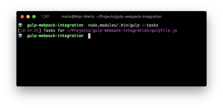 Output of gulp tasks