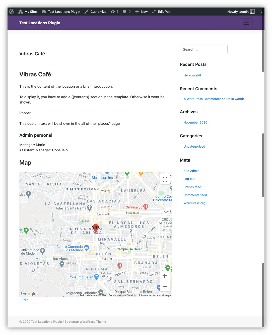 Screenshot of the plugin in action