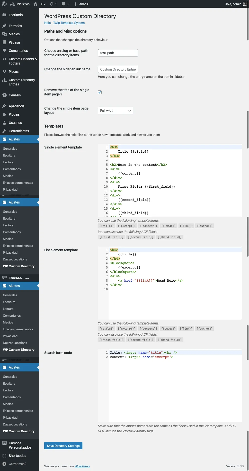 Configuration Screen
